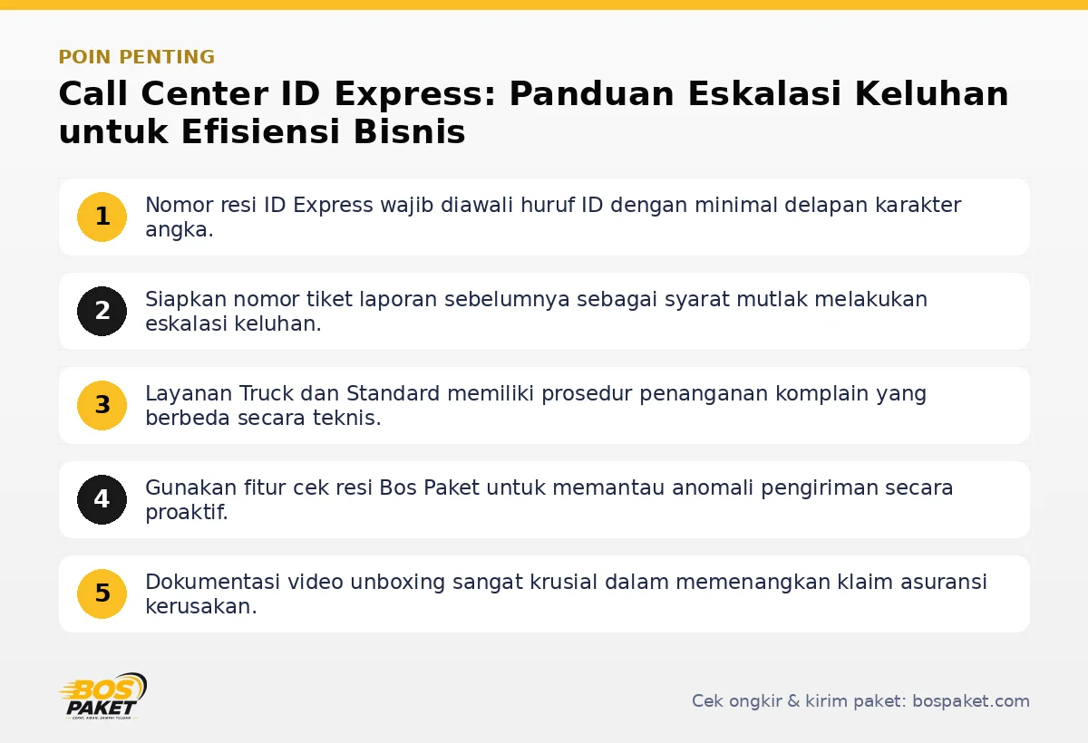 Infografis poin penting Call center ID Express - Bos Paket