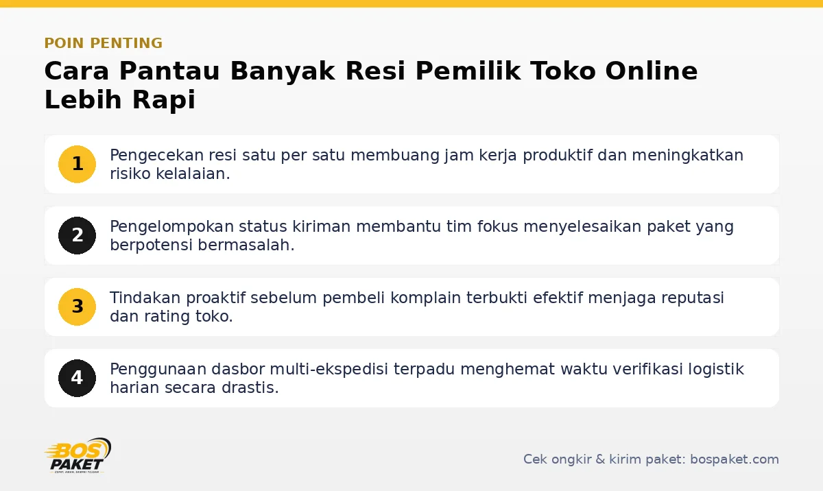 Poin penting: Cara Pantau Banyak Resi Pemilik Toko Online Lebih Rapi