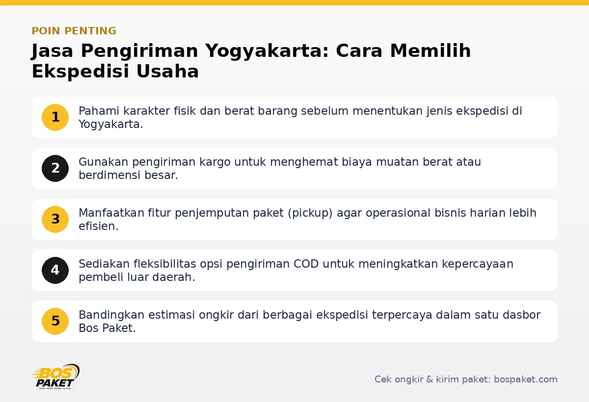 Poin penting: Jasa Pengiriman Yogyakarta: Cara Memilih Ekspedisi Usaha