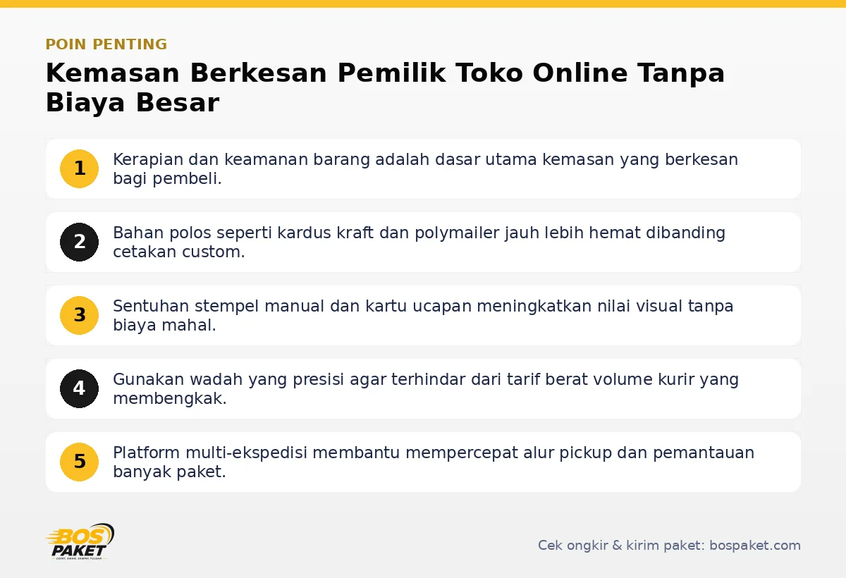 Poin penting: Kemasan Berkesan Pemilik Toko Online Tanpa Biaya Besar