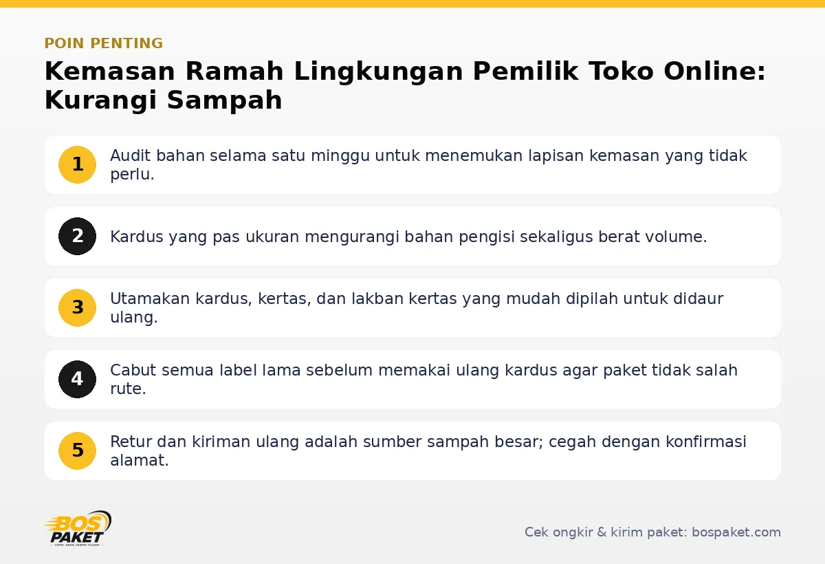 Poin penting: Kemasan Ramah Lingkungan Pemilik Toko Online: Kurangi Sampah