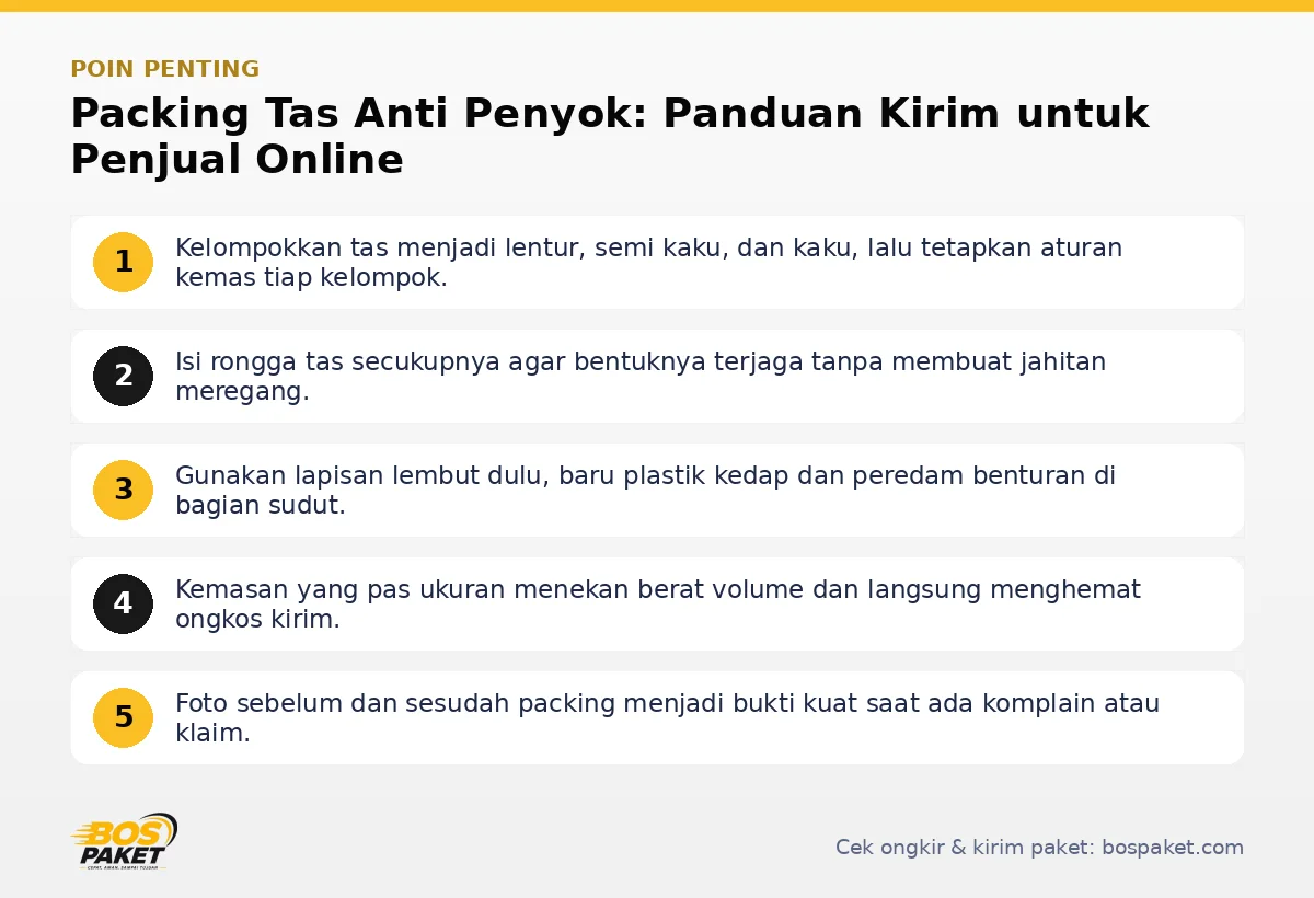 Poin penting: Packing Tas Anti Penyok: Panduan Kirim untuk Penjual Online